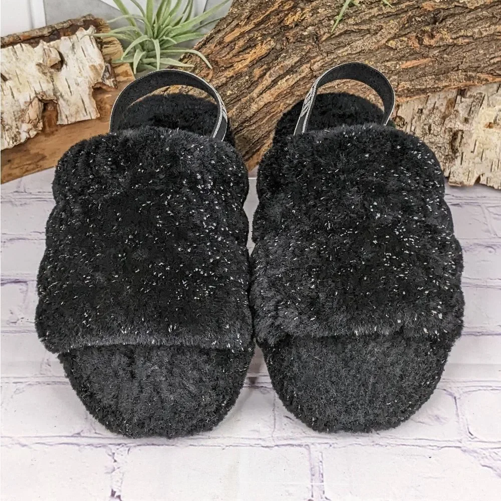 UGG Fluff Yeah Metallic Sparkle Slippers Slides